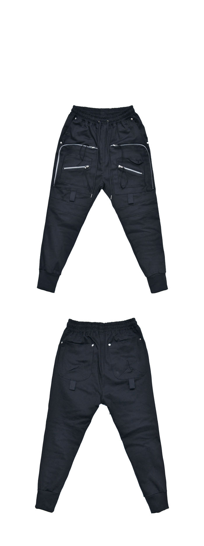 jogger pants double zipper